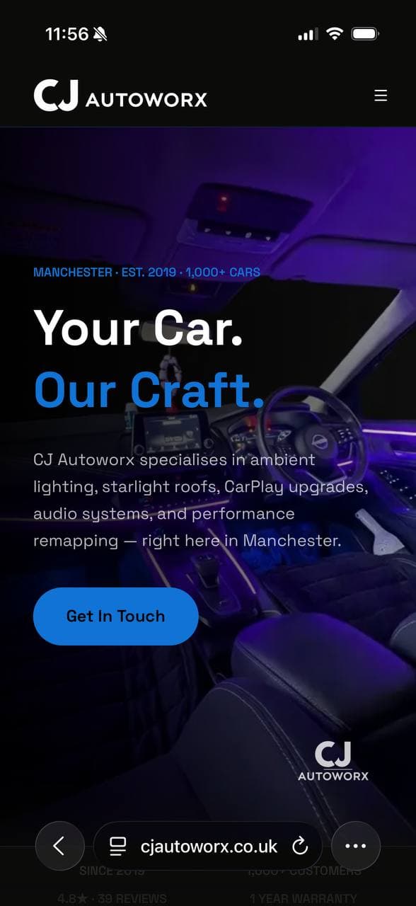 CJ Autoworx — mobile site